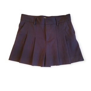 PAROSH Box Pleats Navy Blue Wool Miniskirt Medium